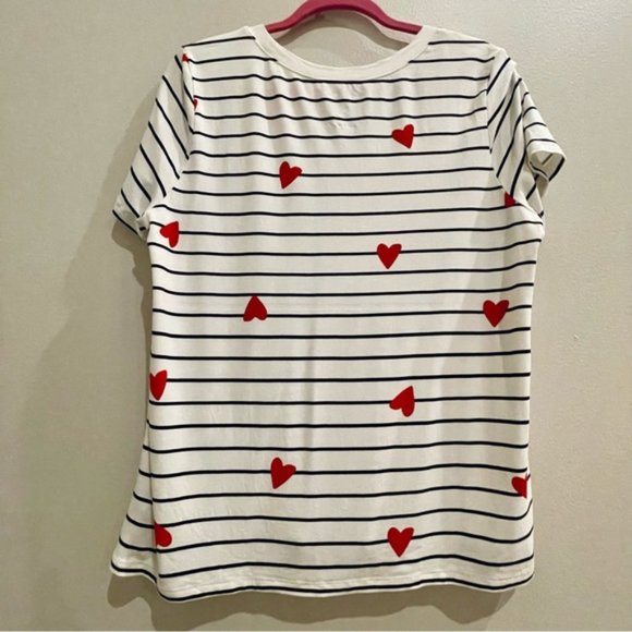 Torrid Supersoft Candy Hearts Striped Short Sleeve Crew Neck Top | Size 0/L - Picture 9 of 14